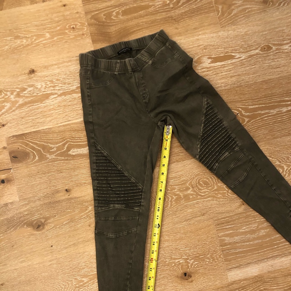 Moto-style Staccato Jeggings, distressed olive - Picture 2 of 8